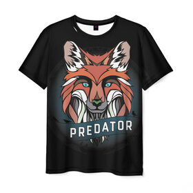 Мужская футболка 3D с принтом Predator Fox , 100% полиэфир | прямой крой, круглый вырез горловины, длина до линии бедер | 
