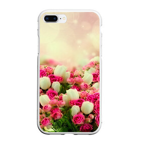 Чехол для iPhone 7Plus/8 Plus матовый с принтом Цветы , Силикон | Область печати: задняя сторона чехла, без боковых панелей | розовый | розы | цветы | яркий