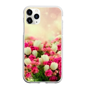 Чехол для iPhone 11 Pro матовый с принтом Цветы , Силикон |  | розовый | розы | цветы | яркий