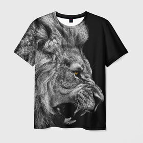Мужская футболка 3D с принтом Лев , 100% полиэфир | прямой крой, круглый вырез горловины, длина до линии бедер |  грива | большая кошка | животное | зверь | зоопарк | зубы | клыки | король | лев | львица | оскал | охота | охотник | природа | рёв | рык | рычание | рычит | саванна | сафари | сила | хищник | царь