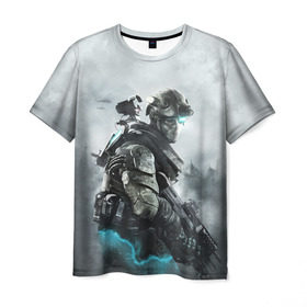 Мужская футболка 3D с принтом Ghost Recon , 100% полиэфир | прямой крой, круглый вырез горловины, длина до линии бедер | battlefield | call of duty | clancy | cod | counter | csgo | rainbow | six | strike | tom | tom clancy’s