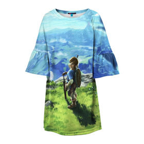 Детское платье 3D с принтом The Legend of Zelda , 100% полиэстер | прямой силуэт, чуть расширенный к низу. Круглая горловина, на рукавах — воланы | Тематика изображения на принте: legend | of | the | zelda | зельда