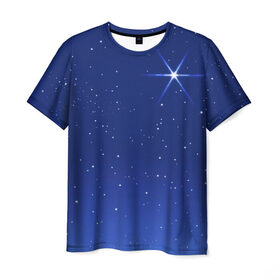 Мужская футболка 3D с принтом Звезда пленительного счастья , 100% полиэфир | прямой крой, круглый вырез горловины, длина до линии бедер | блеск | галактика | звёзды | космос | лучи | небо | ночь