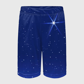 Детские спортивные шорты 3D с принтом Звезда пленительного счастья ,  100% полиэстер
 | пояс оформлен широкой мягкой резинкой, ткань тянется
 | блеск | галактика | звёзды | космос | лучи | небо | ночь