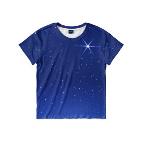 Детская футболка 3D с принтом Звезда пленительного счастья , 100% гипоаллергенный полиэфир | прямой крой, круглый вырез горловины, длина до линии бедер, чуть спущенное плечо, ткань немного тянется | блеск | галактика | звёзды | космос | лучи | небо | ночь