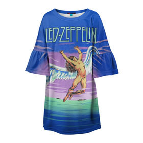 Детское платье 3D с принтом Led Zeppelin 2 , 100% полиэстер | прямой силуэт, чуть расширенный к низу. Круглая горловина, на рукавах — воланы | Тематика изображения на принте: led zeppelin | лед зеппелин | роберт плант