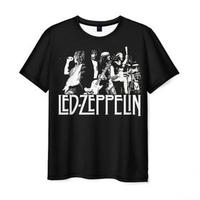 Мужская футболка 3D с принтом Led Zeppelin 4 , 100% полиэфир | прямой крой, круглый вырез горловины, длина до линии бедер | led zeppelin | лед зеппелин | роберт плант