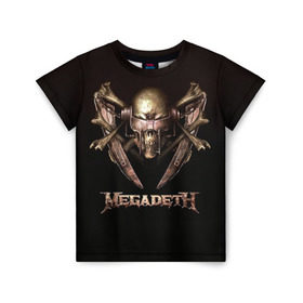 Детская футболка 3D с принтом Megadeth 3 , 100% гипоаллергенный полиэфир | прямой крой, круглый вырез горловины, длина до линии бедер, чуть спущенное плечо, ткань немного тянется | megadeth | дирк вербурен | дэвид эллефсон | дэйв мастейн | кико лоурейро | мегадэт