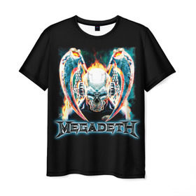 Мужская футболка 3D с принтом Megadeth 4 , 100% полиэфир | прямой крой, круглый вырез горловины, длина до линии бедер | megadeth | дирк вербурен | дэвид эллефсон | дэйв мастейн | кико лоурейро | мегадэт