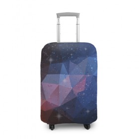 Чехол для чемодана 3D с принтом Космический полигон , 86% полиэфир, 14% спандекс | двустороннее нанесение принта, прорези для ручек и колес | полигоны | треугольники