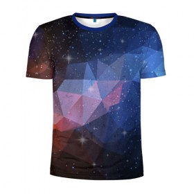 Мужская футболка 3D спортивная с принтом Космический полигон , 100% полиэстер с улучшенными характеристиками | приталенный силуэт, круглая горловина, широкие плечи, сужается к линии бедра | Тематика изображения на принте: полигоны | треугольники