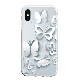 Чехол для iPhone XS Max матовый с принтом Белоснежные бабочки , Силикон | Область печати: задняя сторона чехла, без боковых панелей | бабочка | девушка | кружево. красота | нежность | полёт