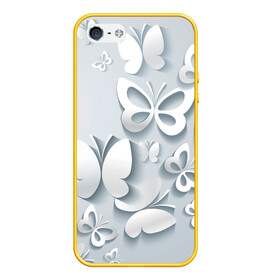 Чехол для iPhone 5/5S матовый с принтом Белоснежные бабочки , Силикон | Область печати: задняя сторона чехла, без боковых панелей | бабочка | девушка | кружево. красота | нежность | полёт