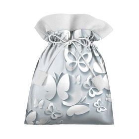Подарочный 3D мешок с принтом Белоснежные бабочки , 100% полиэстер | Размер: 29*39 см | Тематика изображения на принте: бабочка | девушка | кружево. красота | нежность | полёт