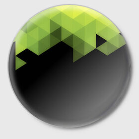 Значок с принтом Trianse Green ,  металл | круглая форма, металлическая застежка в виде булавки | Тематика изображения на принте: trianse | абстракция | бумага | геометрия | грани | изгиб | линии | оптические | полигоны | полосы | постель | розовый | сочетания | текстура | треугольники