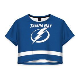 Женская футболка 3D укороченная с принтом Tampa Bay Drouin , 100% полиэстер | круглая горловина, длина футболки до линии талии, рукава с отворотами | 27 | jonathan drouin | tampa bay lightning | джонатан друэн | нхл | тампа бэй лайтнинг | хоккей