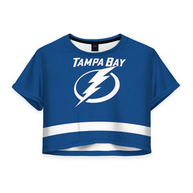 Женская футболка 3D укороченная с принтом Tampa Bay Stamkos , 100% полиэстер | круглая горловина, длина футболки до линии талии, рукава с отворотами | 91 | steven christopher stamkos | tampa bay lightning | нхл | стивен стэмкос | тампа бэй лайтнинг | хоккей