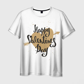 Мужская футболка 3D с принтом Happy Valentine`s Day , 100% полиэфир | прямой крой, круглый вырез горловины, длина до линии бедер | 