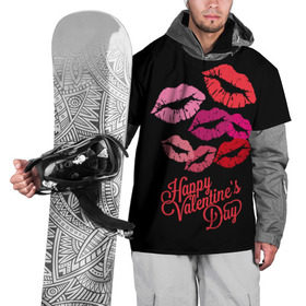 Накидка на куртку 3D с принтом Happy Valentine`s Day , 100% полиэстер |  | 14 | february | happy valentines day | holiday | kisses | lips | love | губы | любовь | поцелуи | праздник | счастливый день святого валентина | февраль