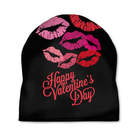 Шапка 3D с принтом Happy Valentine`s Day , 100% полиэстер | универсальный размер, печать по всей поверхности изделия | 14 | february | happy valentines day | holiday | kisses | lips | love | губы | любовь | поцелуи | праздник | счастливый день святого валентина | февраль