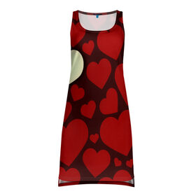 Платье-майка 3D с принтом Одинокое сердце , 100% полиэстер | полуприлегающий силуэт, широкие бретели, круглый вырез горловины, удлиненный подол сзади. | 14 февраля | valentines day | день влюбленных | игрушка | любовь | медведь | сердце