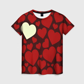 Женская футболка 3D с принтом Одинокое сердце , 100% полиэфир ( синтетическое хлопкоподобное полотно) | прямой крой, круглый вырез горловины, длина до линии бедер | Тематика изображения на принте: 14 февраля | valentines day | день влюбленных | игрушка | любовь | медведь | сердце