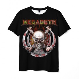 Мужская футболка 3D с принтом Megadeth , 100% полиэфир | прямой крой, круглый вырез горловины, длина до линии бедер | 