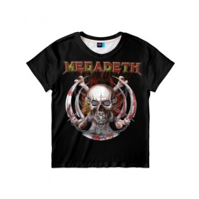 Детская футболка 3D с принтом Megadeth , 100% гипоаллергенный полиэфир | прямой крой, круглый вырез горловины, длина до линии бедер, чуть спущенное плечо, ткань немного тянется | 