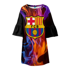 Детское платье 3D с принтом Барселона , 100% полиэстер | прямой силуэт, чуть расширенный к низу. Круглая горловина, на рукавах — воланы | fc barсelona | спорт | фк барселона | футбол | футбольный клуб басрелона