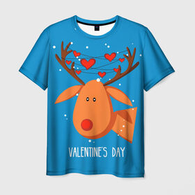 Мужская футболка 3D с принтом Влюбленный олень , 100% полиэфир | прямой крой, круглый вырез горловины, длина до линии бедер | 14 | 14 february | animal | garland | hart | head | heart | holiday | horns | love | snow | valentines day | winter | влюбленный | гирлянда | голова | день святого валентина | животное | зима | любовь | олень | праздник | рога | сердца | снег | февраль
