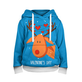 Детская толстовка 3D с принтом Влюбленный олень , 100% полиэстер | двухслойный капюшон со шнурком для регулировки, мягкие манжеты на рукавах и по низу толстовки, спереди карман-кенгуру с мягким внутренним слоем | 14 | 14 february | animal | garland | hart | head | heart | holiday | horns | love | snow | valentines day | winter | влюбленный | гирлянда | голова | день святого валентина | животное | зима | любовь | олень | праздник | рога | сердца | снег | февраль