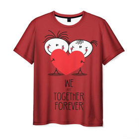 Мужская футболка 3D с принтом Мы вместе навсегда , 100% полиэфир | прямой крой, круглый вырез горловины, длина до линии бедер | 14 | boy | celebration | february | girl | heart | love | valentines day | we are together forever | девочка | день святого валентина | любовь | мальчик | мы вместе навсегда | праздник | сердце | февраль