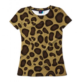 Женская футболка 3D с принтом Пантера , 100% полиэфир ( синтетическое хлопкоподобное полотно) | прямой крой, круглый вырез горловины, длина до линии бедер | леопард | пятна | текстура