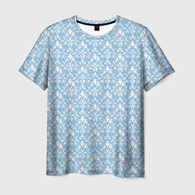 Мужская футболка 3D с принтом Царский орнамент , 100% полиэфир | прямой крой, круглый вырез горловины, длина до линии бедер | вязь | кружево | лазурь | орнамент | узор | цветы
