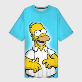 Платье-футболка 3D с принтом Гомер ,  |  | gomer | желтый | мультик | симпсон