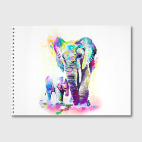Альбом для рисования с принтом Слоны , 100% бумага
 | матовая бумага, плотность 200 мг. | Тематика изображения на принте: animal | art | bright | child | color | elephants | family | mother | rainbow | spectrum | животные | искусство | мама | радуга | ребенок | семья | слоны | спектр | цвета | яркие