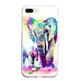 Чехол для iPhone 7Plus/8 Plus матовый с принтом Слоны , Силикон | Область печати: задняя сторона чехла, без боковых панелей | Тематика изображения на принте: animal | art | bright | child | color | elephants | family | mother | rainbow | spectrum | животные | искусство | мама | радуга | ребенок | семья | слоны | спектр | цвета | яркие