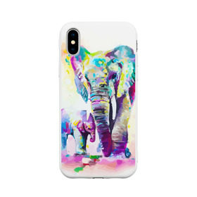 Чехол для Apple iPhone X силиконовый матовый с принтом Слоны , Силикон | Печать на задней стороне чехла, без боковой панели | animal | art | bright | child | color | elephants | family | mother | rainbow | spectrum | животные | искусство | мама | радуга | ребенок | семья | слоны | спектр | цвета | яркие