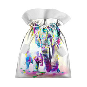 Подарочный 3D мешок с принтом Слоны , 100% полиэстер | Размер: 29*39 см | Тематика изображения на принте: animal | art | bright | child | color | elephants | family | mother | rainbow | spectrum | животные | искусство | мама | радуга | ребенок | семья | слоны | спектр | цвета | яркие