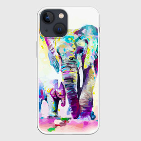 Чехол для iPhone 13 mini с принтом Слоны ,  |  | animal | art | bright | child | color | elephants | family | mother | rainbow | spectrum | животные | искусство | мама | радуга | ребенок | семья | слоны | спектр | цвета | яркие