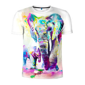Мужская футболка 3D спортивная с принтом Слоны , 100% полиэстер с улучшенными характеристиками | приталенный силуэт, круглая горловина, широкие плечи, сужается к линии бедра | animal | art | bright | child | color | elephants | family | mother | rainbow | spectrum | животные | искусство | мама | радуга | ребенок | семья | слоны | спектр | цвета | яркие