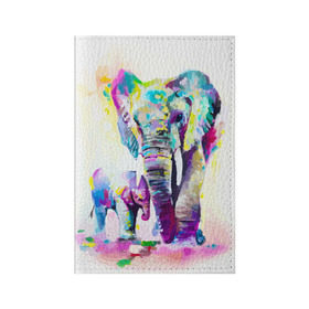 Обложка для паспорта матовая кожа с принтом Слоны , натуральная матовая кожа | размер 19,3 х 13,7 см; прозрачные пластиковые крепления | Тематика изображения на принте: animal | art | bright | child | color | elephants | family | mother | rainbow | spectrum | животные | искусство | мама | радуга | ребенок | семья | слоны | спектр | цвета | яркие