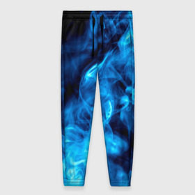 Женские брюки 3D с принтом Smoke , полиэстер 100% | прямой крой, два кармана без застежек по бокам, с мягкой трикотажной резинкой на поясе и по низу штанин. В поясе для дополнительного комфорта — широкие завязки | дым | огонь | пламя | синий