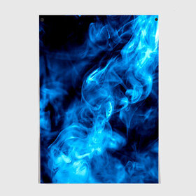 Постер с принтом Smoke , 100% бумага
 | бумага, плотность 150 мг. Матовая, но за счет высокого коэффициента гладкости имеет небольшой блеск и дает на свету блики, но в отличии от глянцевой бумаги не покрыта лаком | дым | огонь | пламя | синий
