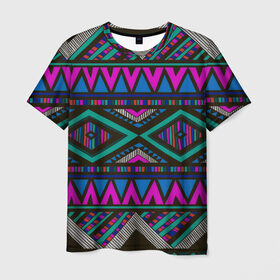Мужская футболка 3D с принтом Индийский узор , 100% полиэфир | прямой крой, круглый вырез горловины, длина до линии бедер | геометрия | орнамент | разноцветный