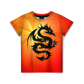 Детская футболка 3D с принтом Дракон , 100% гипоаллергенный полиэфир | прямой крой, круглый вырез горловины, длина до линии бедер, чуть спущенное плечо, ткань немного тянется | дракон | китай | крылья | огонь | ящерица