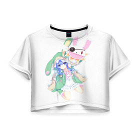Женская футболка 3D укороченная с принтом Yoshino , 100% полиэстер | круглая горловина, длина футболки до линии талии, рукава с отворотами | anime | date a live | hermit | аниме | вайфу | девочка | заяц | йошино химэкава | рандеву с жизнью | тян | яшино