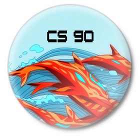 Значок с принтом CS GO: Aquamarine Revenge ,  металл | круглая форма, металлическая застежка в виде булавки | cs go | global offensive | контр страйк аквамарин | шутер