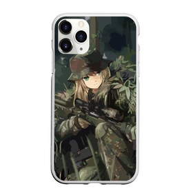 Чехол для iPhone 11 Pro Max матовый с принтом Девушка с оружием , Силикон |  | anime | eyes | forest camouflage | girl | green | guns | japanese | rifle | sniper | аниме | винтовка | глаза | девушка | зеленые | камуфляж | лес | оружие | снайпер | японская