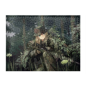 Обложка для студенческого билета с принтом Девушка с оружием , натуральная кожа | Размер: 11*8 см; Печать на всей внешней стороне | Тематика изображения на принте: anime | eyes | forest camouflage | girl | green | guns | japanese | rifle | sniper | аниме | винтовка | глаза | девушка | зеленые | камуфляж | лес | оружие | снайпер | японская